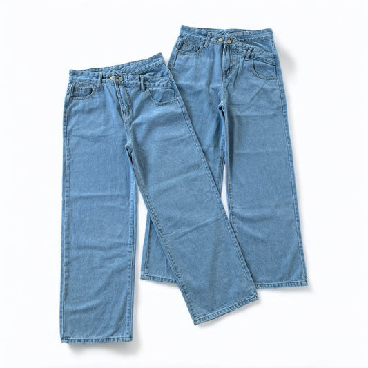 Cross Waist Denim Light Wash